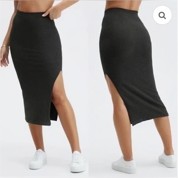 Fabletics Women’s Cloud Seamless High Waisted Midi Pencil Skirt Black Heather XL - Picture 13 of 13